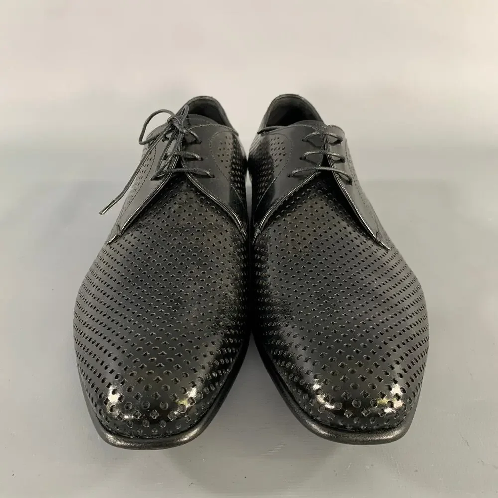 PRADA Size 9 Black Perforated Leather Lace Up Lace Up Shoes